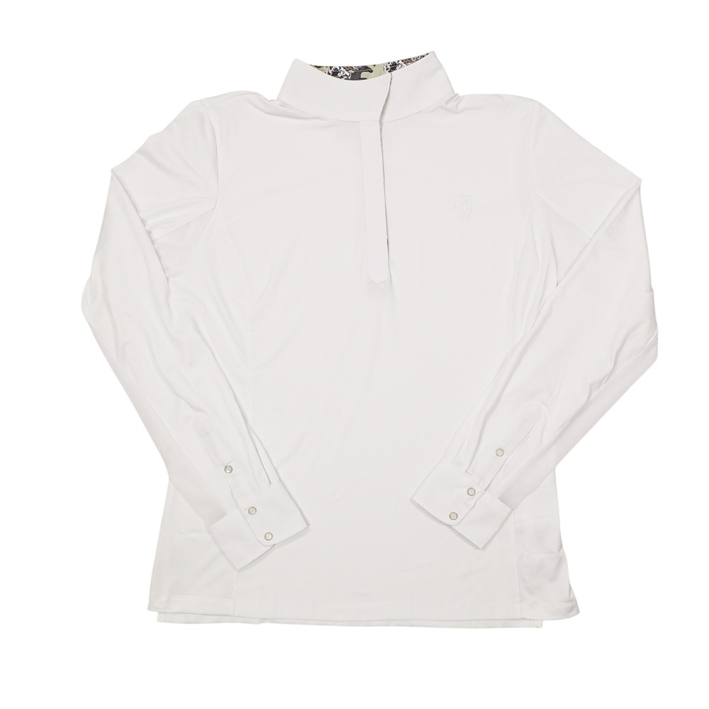 ROMFH Women's L Jockey Print Long Sleeve Performance Horseback Riding Show Shirt - Picture 2 of 7